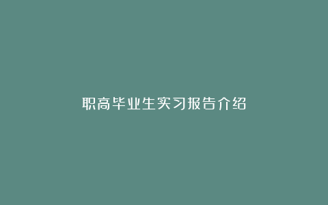 职高毕业生实习报告介绍