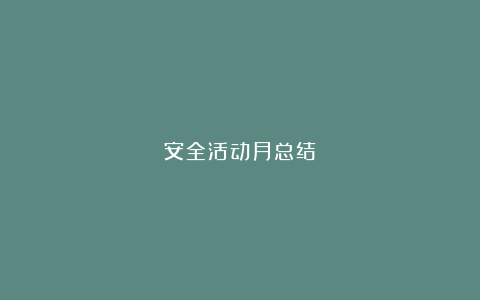 安全活动月总结