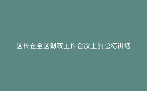 区长在全区财政工作会议上的总结讲话