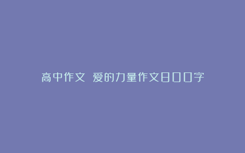 高中作文 爱的力量作文800字