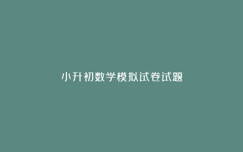 小升初数学模拟试卷试题