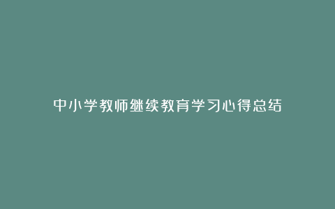 中小学教师继续教育学习心得总结