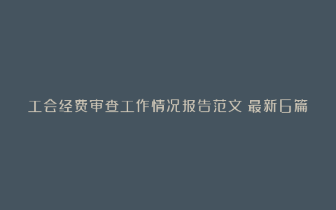 工会经费审查工作情况报告范文（最新6篇）