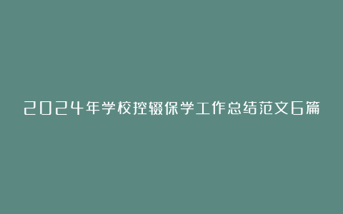 2024年学校控辍保学工作总结范文6篇