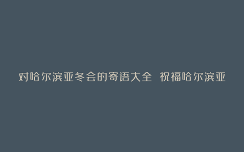 对哈尔滨亚冬会的寄语大全 祝福哈尔滨亚冬会的句子