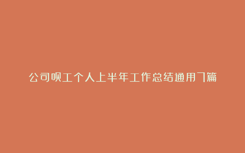 公司员工个人上半年工作总结通用7篇