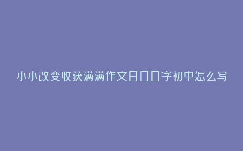 小小改变收获满满作文800字初中怎么写6篇