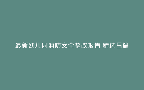 最新幼儿园消防安全整改报告（精选5篇）