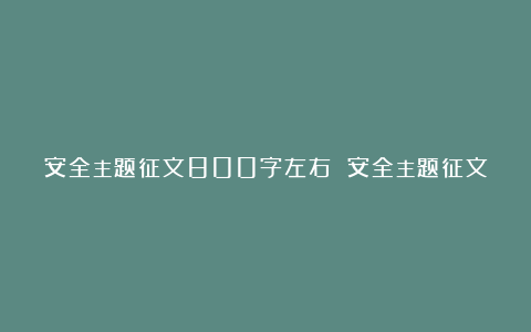 安全主题征文800字左右 安全主题征文范文精选4篇