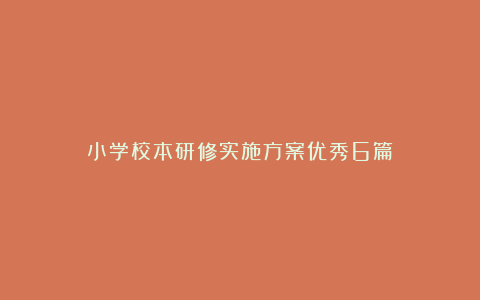 小学校本研修实施方案优秀6篇