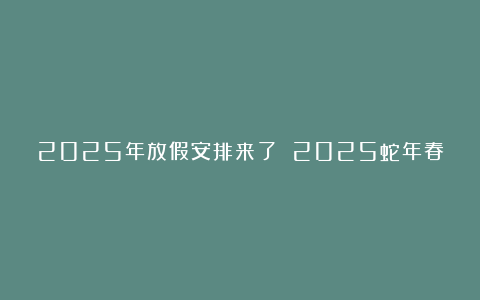 2025年放假安排来了 2025蛇年春节放假时间及调休安排