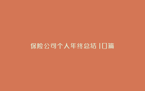 保险公司个人年终总结（10篇）