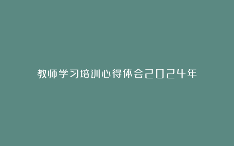 教师学习培训心得体会2024年