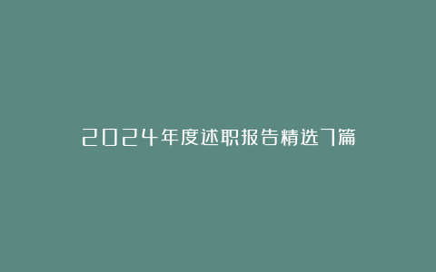 2024年度述职报告精选7篇