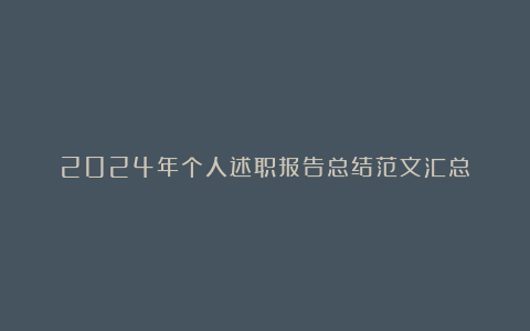 2024年个人述职报告总结范文汇总