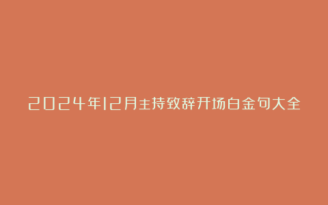 2024年12月主持致辞开场白金句大全