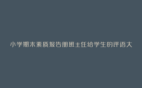 小学期末素质报告册班主任给学生的评语大全