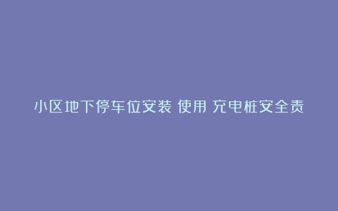 小区地下停车位安装（使用）充电桩安全责任书范文汇总