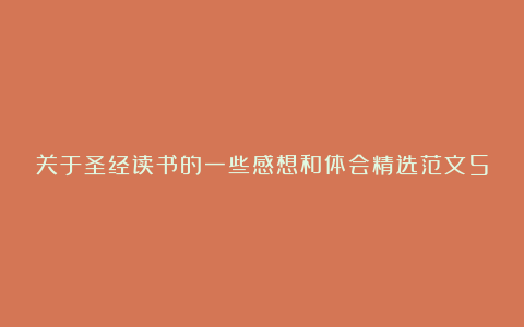 关于圣经读书的一些感想和体会精选范文5篇