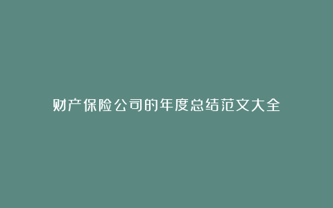 财产保险公司的年度总结范文大全