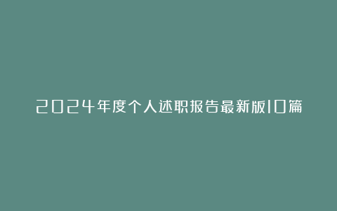 2024年度个人述职报告最新版10篇