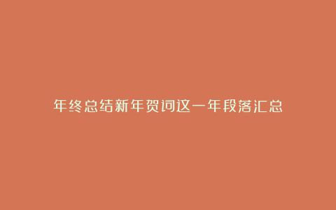 年终总结新年贺词这一年段落汇总