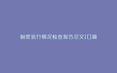 制度执行情况检查报告范文10篇