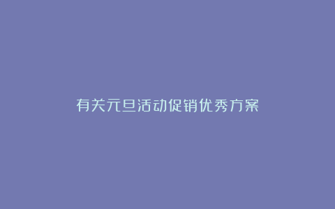 有关元旦活动促销优秀方案