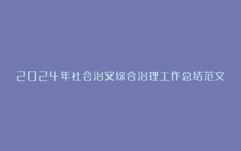 2024年社会治安综合治理工作总结范文大全