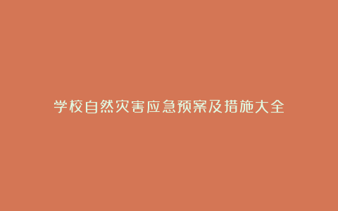 学校自然灾害应急预案及措施大全