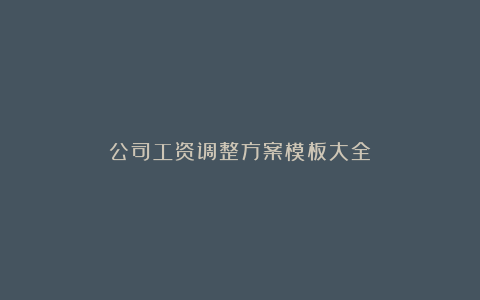 公司工资调整方案模板大全