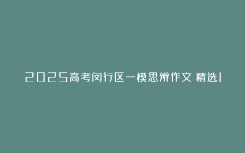 2025高考闵行区一模思辨作文（精选11篇）