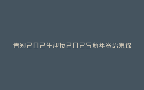 告别2024迎接2025新年寄语集锦