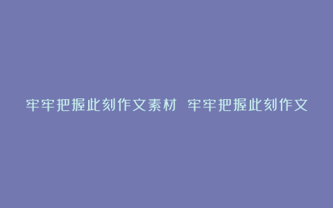 牢牢把握此刻作文素材 牢牢把握此刻作文八年级