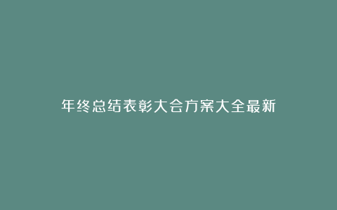 年终总结表彰大会方案大全最新