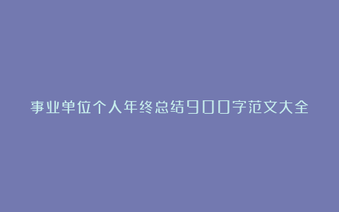 事业单位个人年终总结900字范文大全