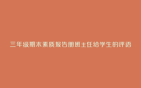 三年级期末素质报告册班主任给学生的评语简短