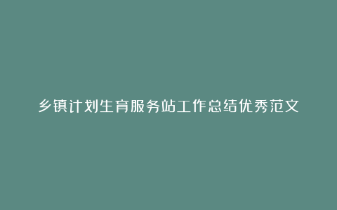 乡镇计划生育服务站工作总结优秀范文