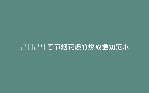 2024春节烟花爆竹燃放通知范本