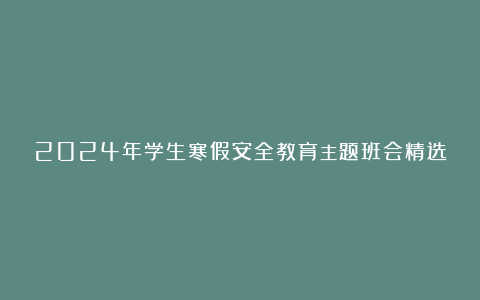 2024年学生寒假安全教育主题班会精选