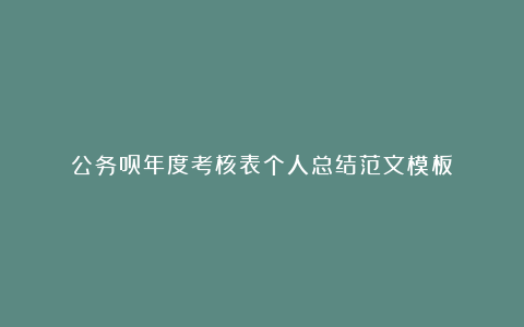 公务员年度考核表个人总结范文模板