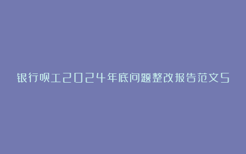 银行员工2024年底问题整改报告范文5篇