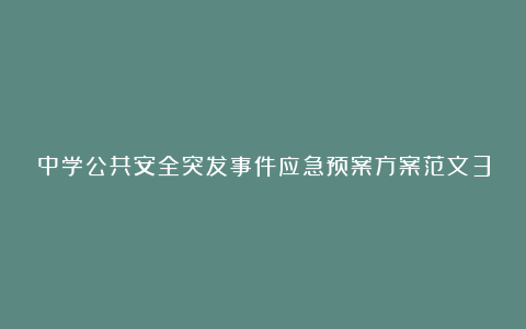 中学公共安全突发事件应急预案方案范文3篇