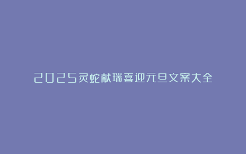 2025灵蛇献瑞喜迎元旦文案大全