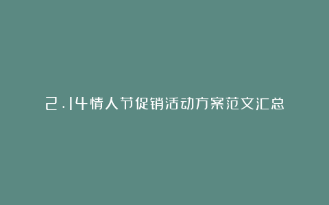 2.14情人节促销活动方案范文汇总