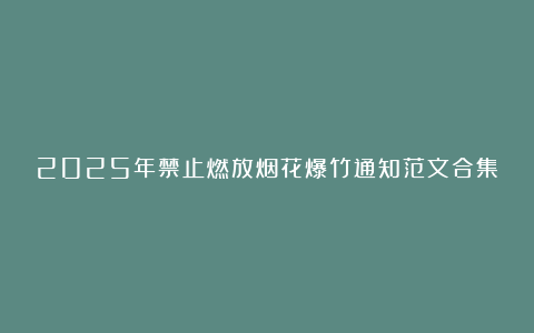 2025年禁止燃放烟花爆竹通知范文合集