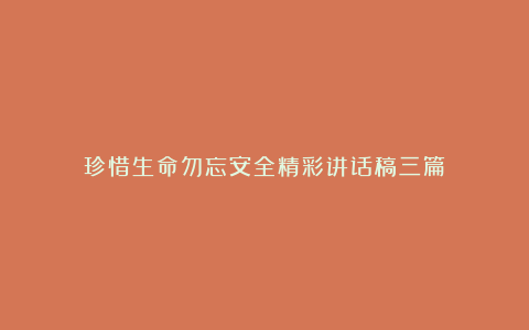 珍惜生命勿忘安全精彩讲话稿三篇