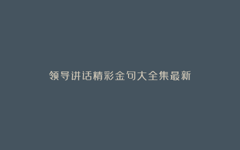 领导讲话精彩金句大全集最新