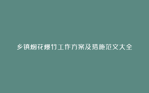 乡镇烟花爆竹工作方案及措施范文大全