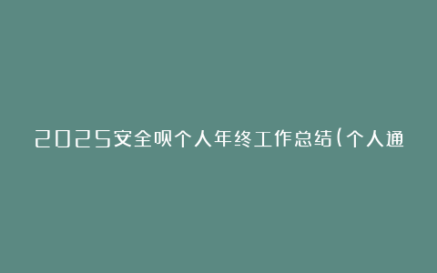 2025安全员个人年终工作总结(个人通用)